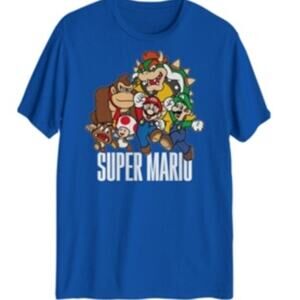 Super Mario Group Men's Graphic T-Shirt XL Blue NWT